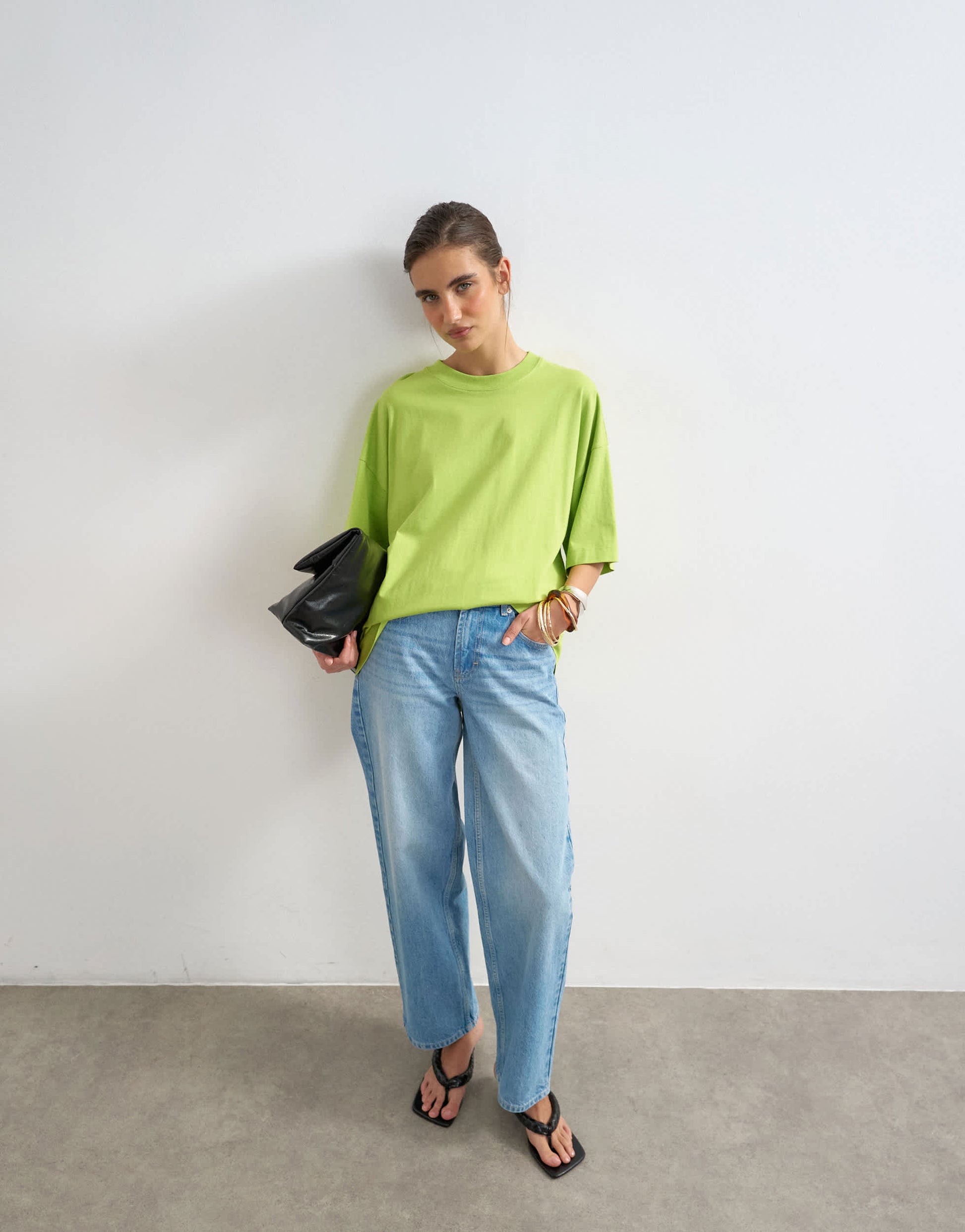 Topshop oversized drop shoulder tee in light green