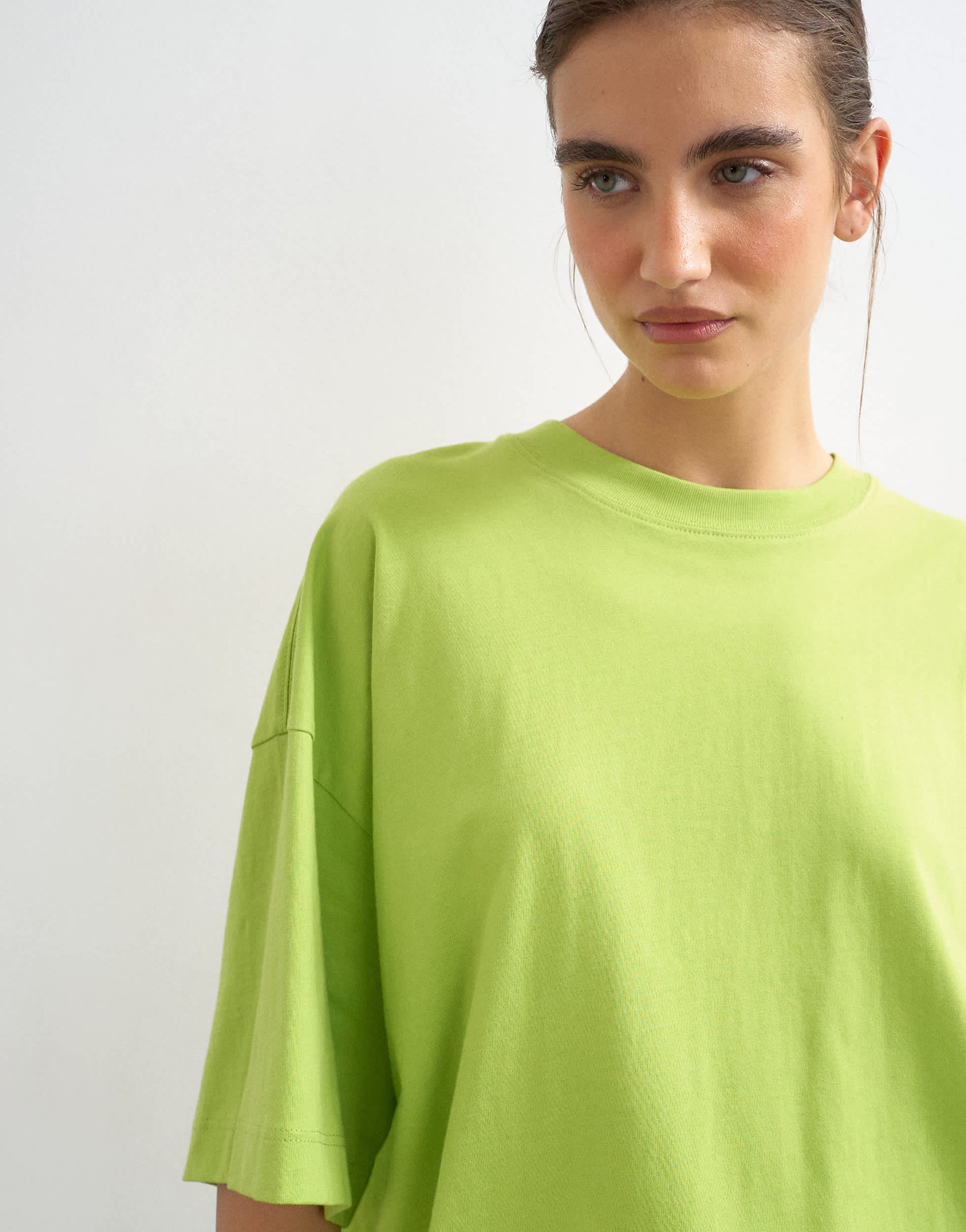 Topshop oversized drop shoulder tee in light green