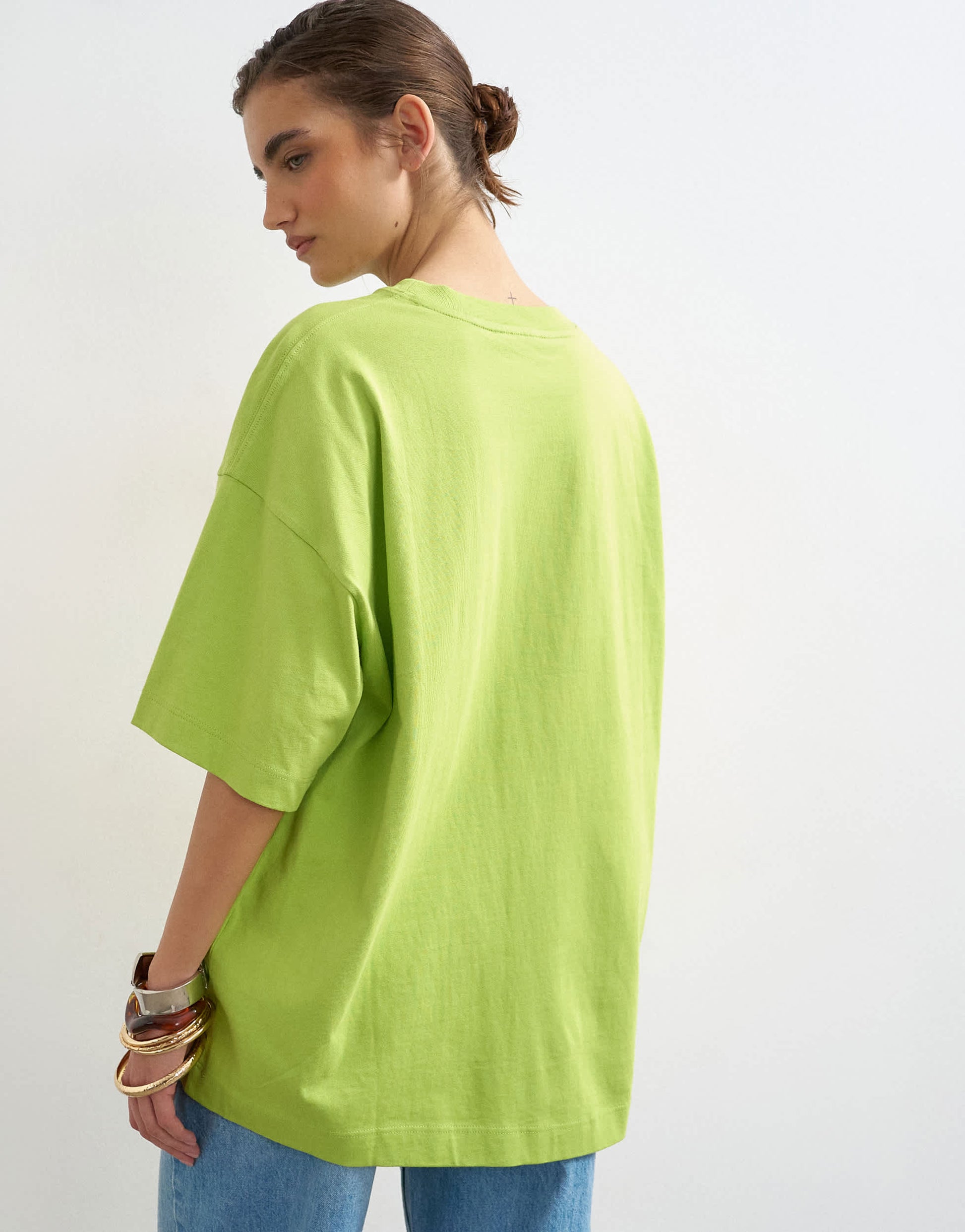 Topshop oversized drop shoulder tee in light green