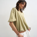 Topshop bubble hem tee in taupe