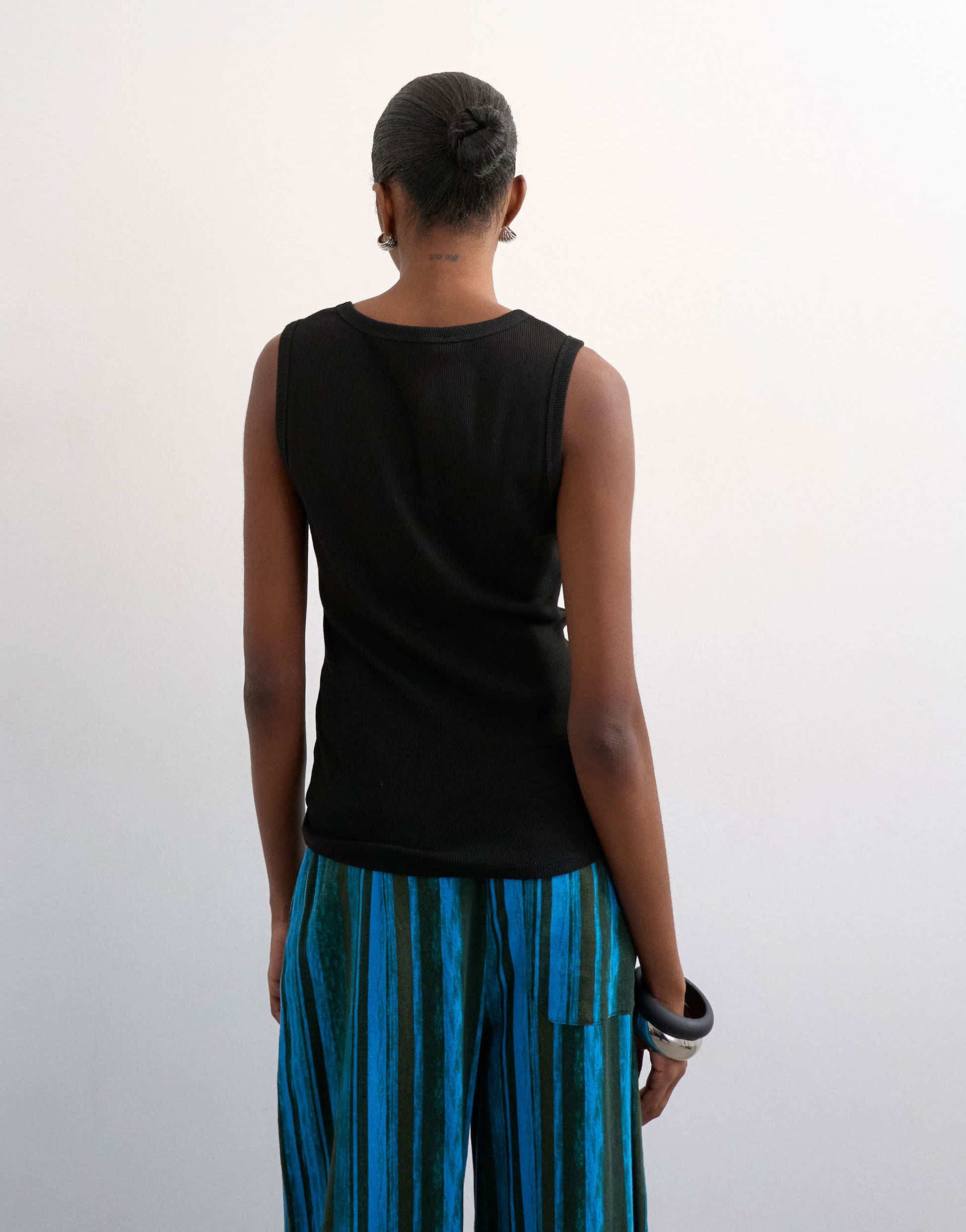 Topshop rib v-neck vest in black