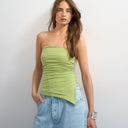 Topshop split side ruched asymmetric bandeau in green