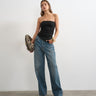 Topshop split side ruched asymmetric bandeau in black