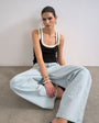 Topshop rib scoop neck vest in black and ecru