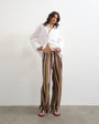 Topshop stripe crinkle tie waist wide leg trouser in pink