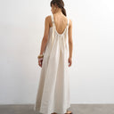 Topshop open back buckle strap chuck on maxi dress in off white