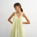 Topshop cotton deep v lace trapeze mini dress in washed lime