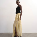 Topshop sash tie crinkle full maxi skirt in natural