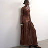 Jupe longue plissée Topshop avec ceinture à nouer couleur chocolat