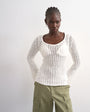Topshop knitted open stitch long sleeve top in ivory