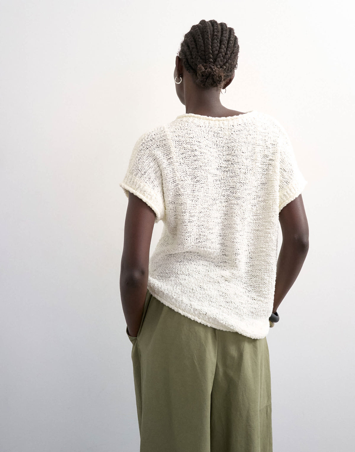 Topshop knitted asymmetric top in ivory
