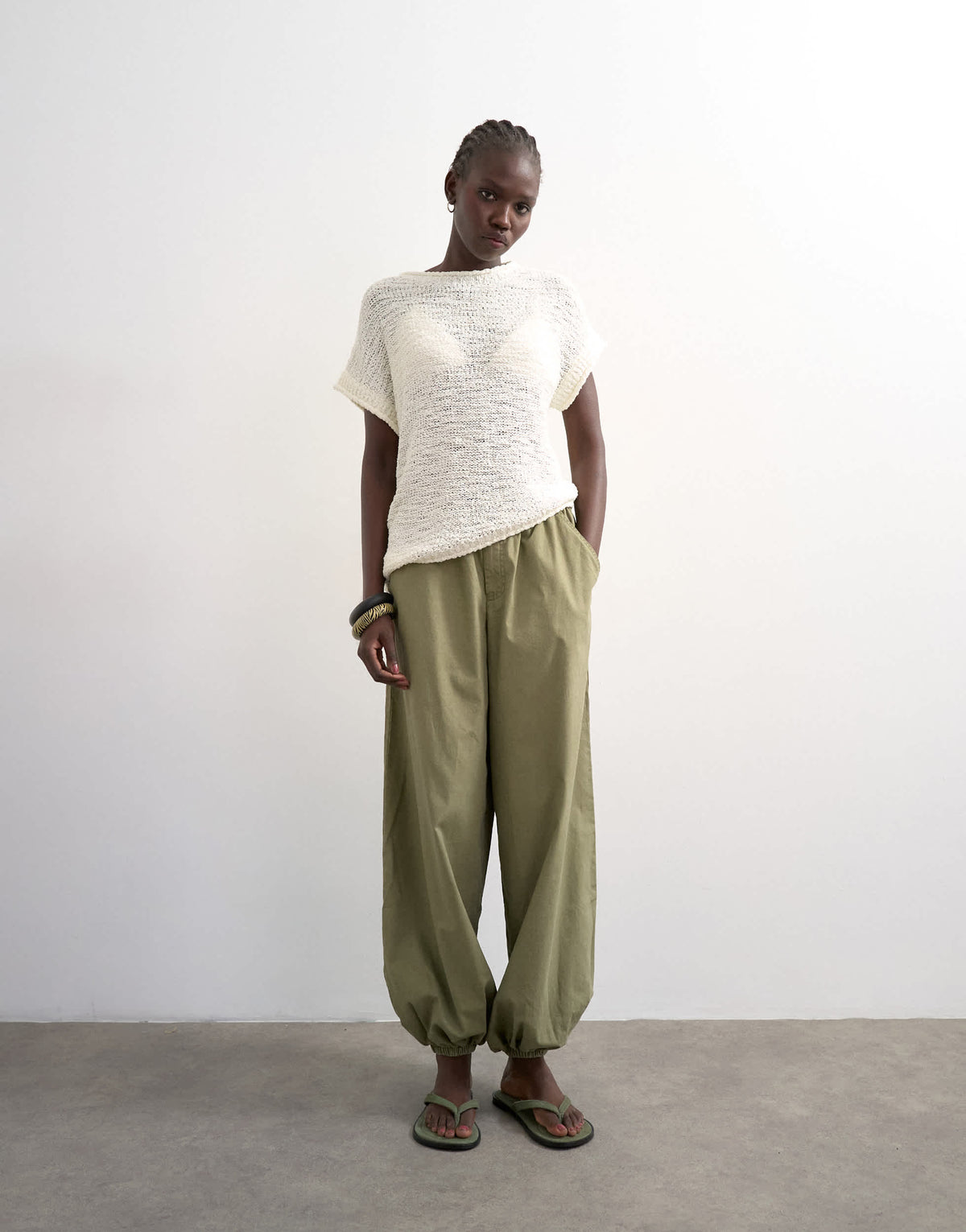Topshop knitted asymmetric top in ivory