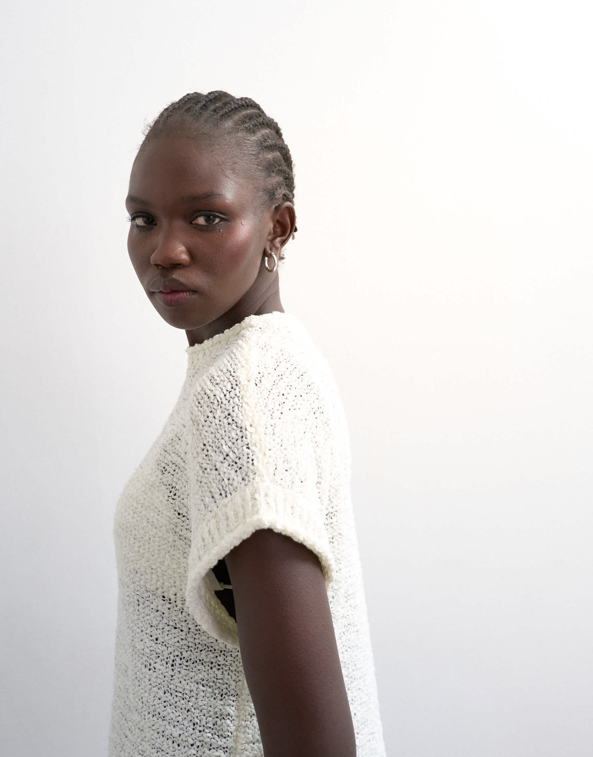 Topshop knitted asymmetric top in ivory