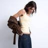 Topshop skinny strap scoop rib vest in buttermilk