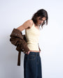 Topshop skinny strap scoop rib vest in buttermilk