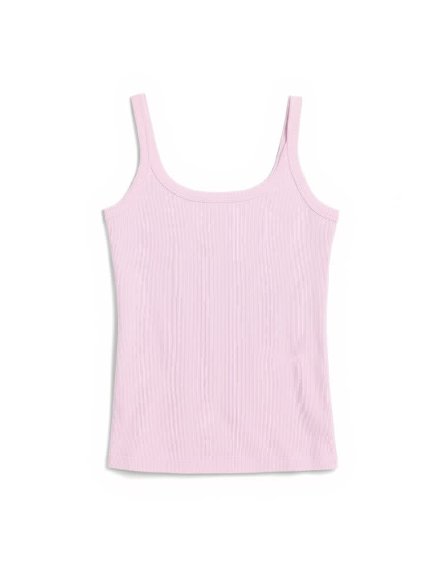 Topshop skinny strap scoop rib vest in pink
