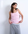 Topshop skinny strap scoop rib vest in pink