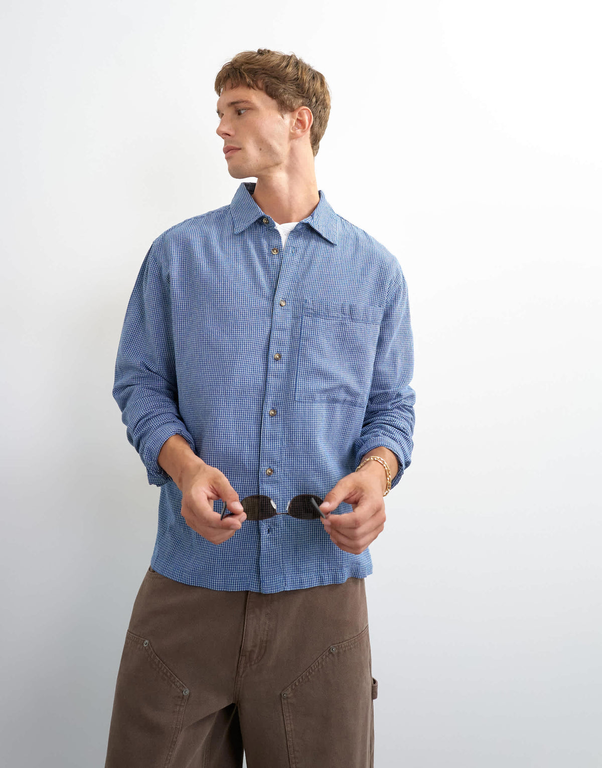 Topman relaxed fit flannel check shirt in blue