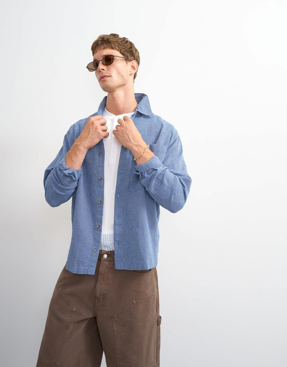 Topman relaxed fit flannel check shirt in blue