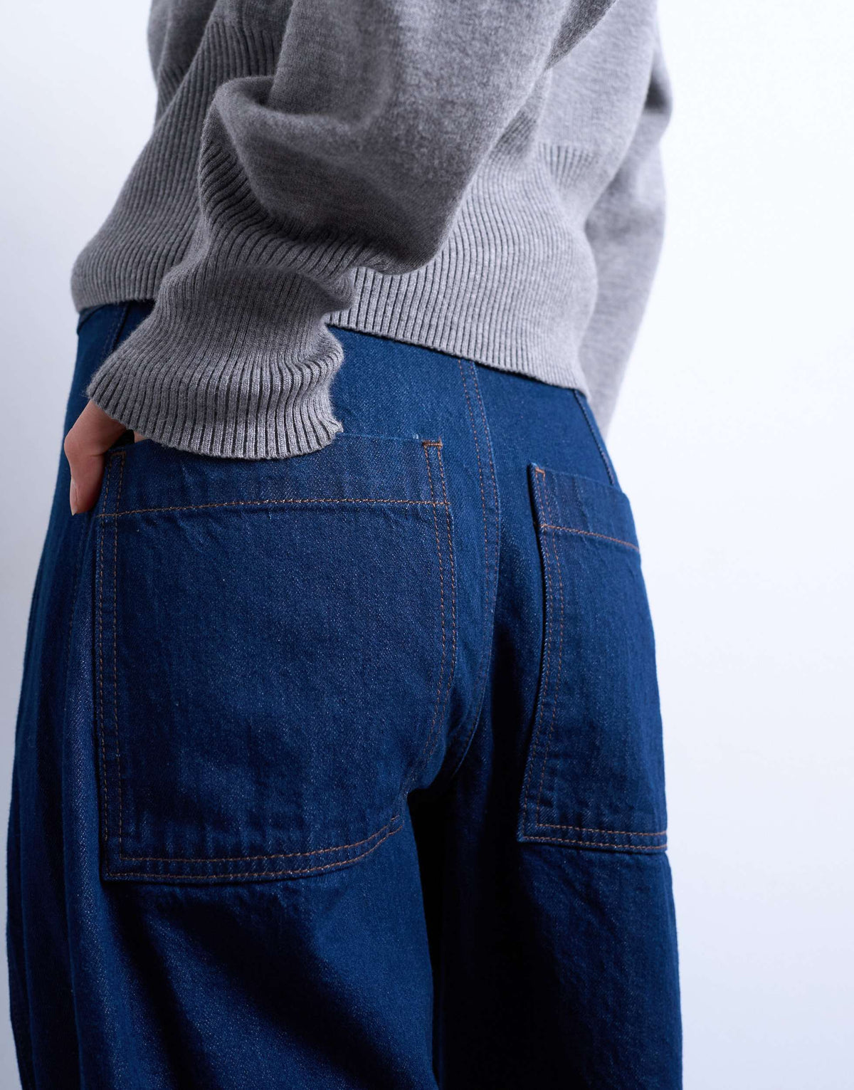 Topshop barrel jean with cargo pockets in indigo