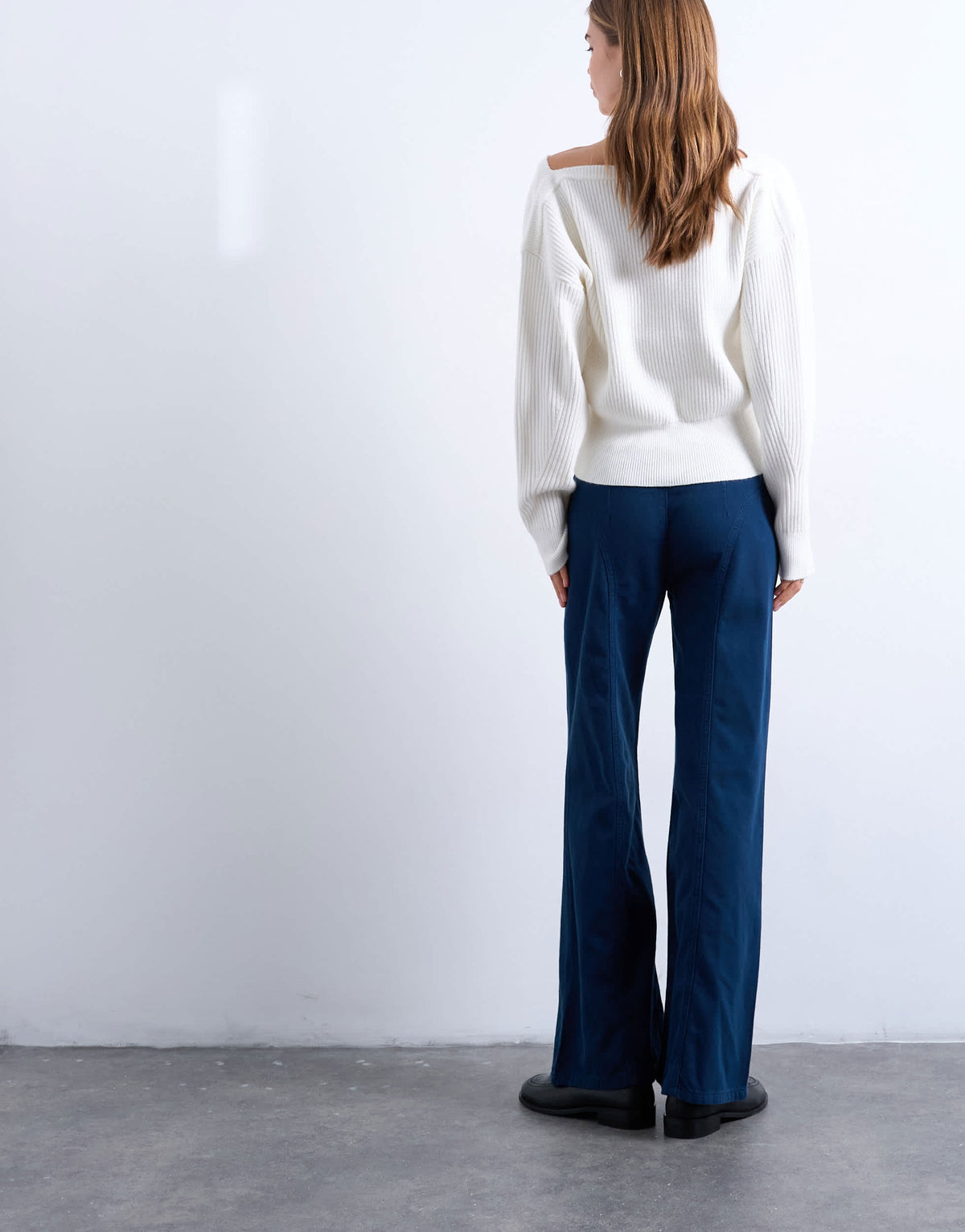 Topshop low rise flared trouser in navy