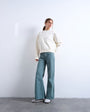 Topshop low rise flared trouser in blue 