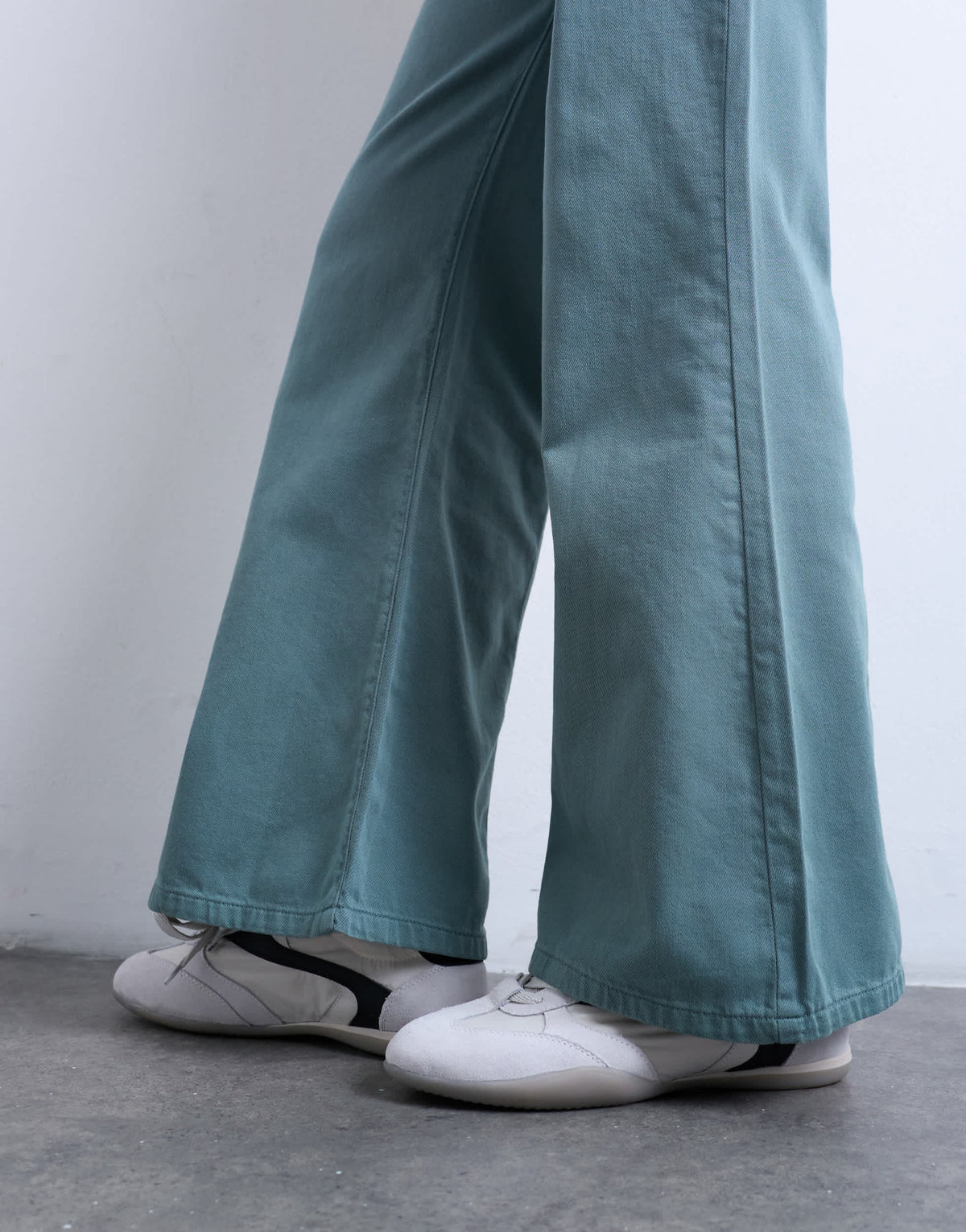 Topshop low rise flared trouser in blue 