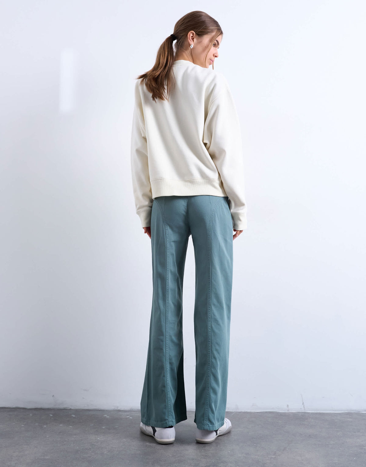 Topshop low rise flared trouser in blue 