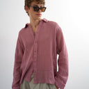 Topman relaxed fit woven mesh shirt in washed pink