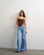 Topshop Horizon mid rise wide leg jean in bleach