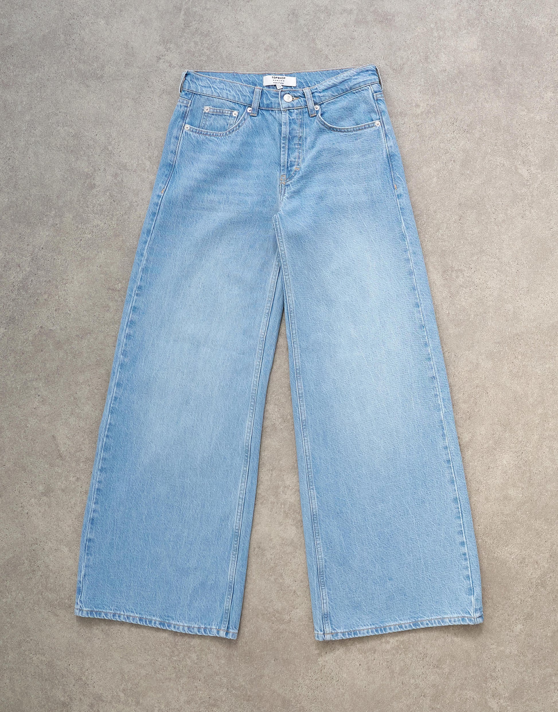 Topshop Horizon mid rise wide leg jean in bleach