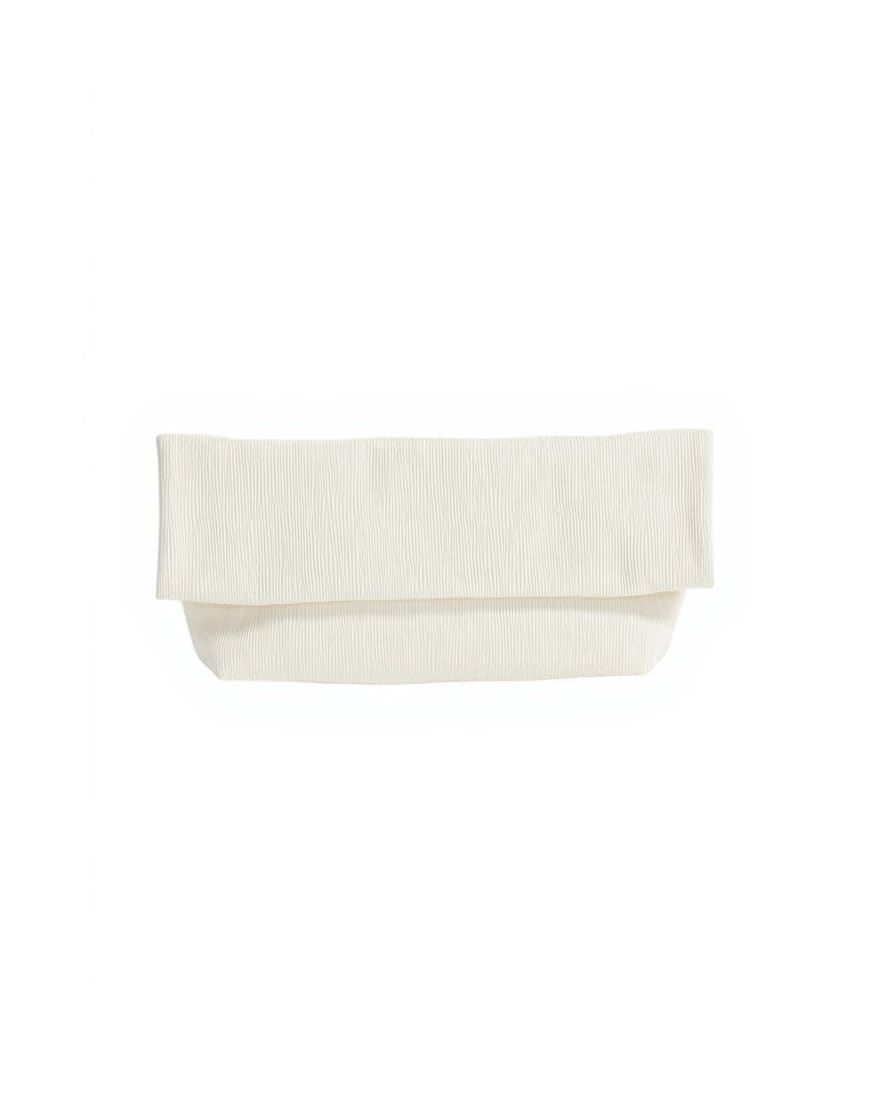 Topshop George oversized textured clutch bag in off white