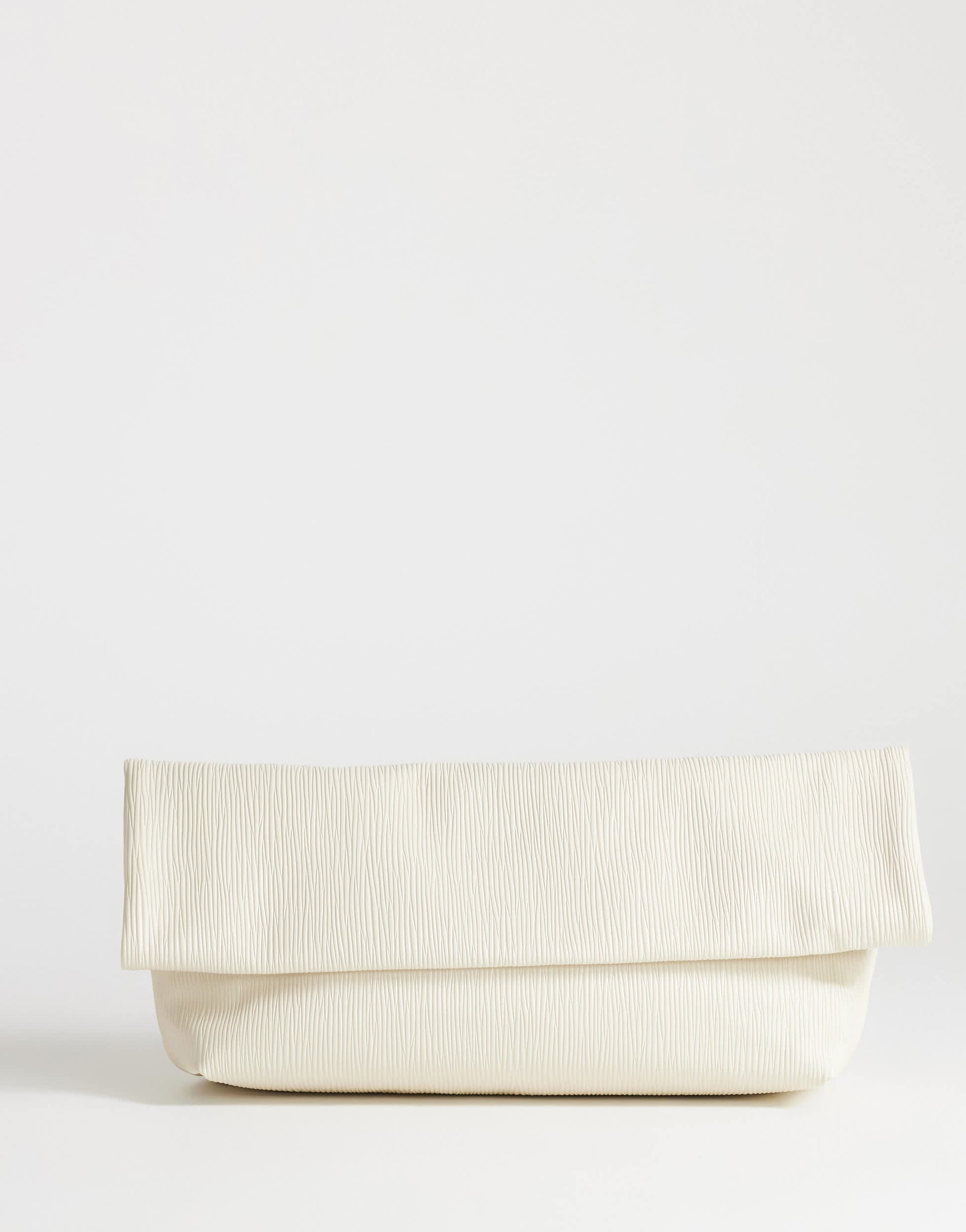 Topshop George oversized textured clutch bag in off white