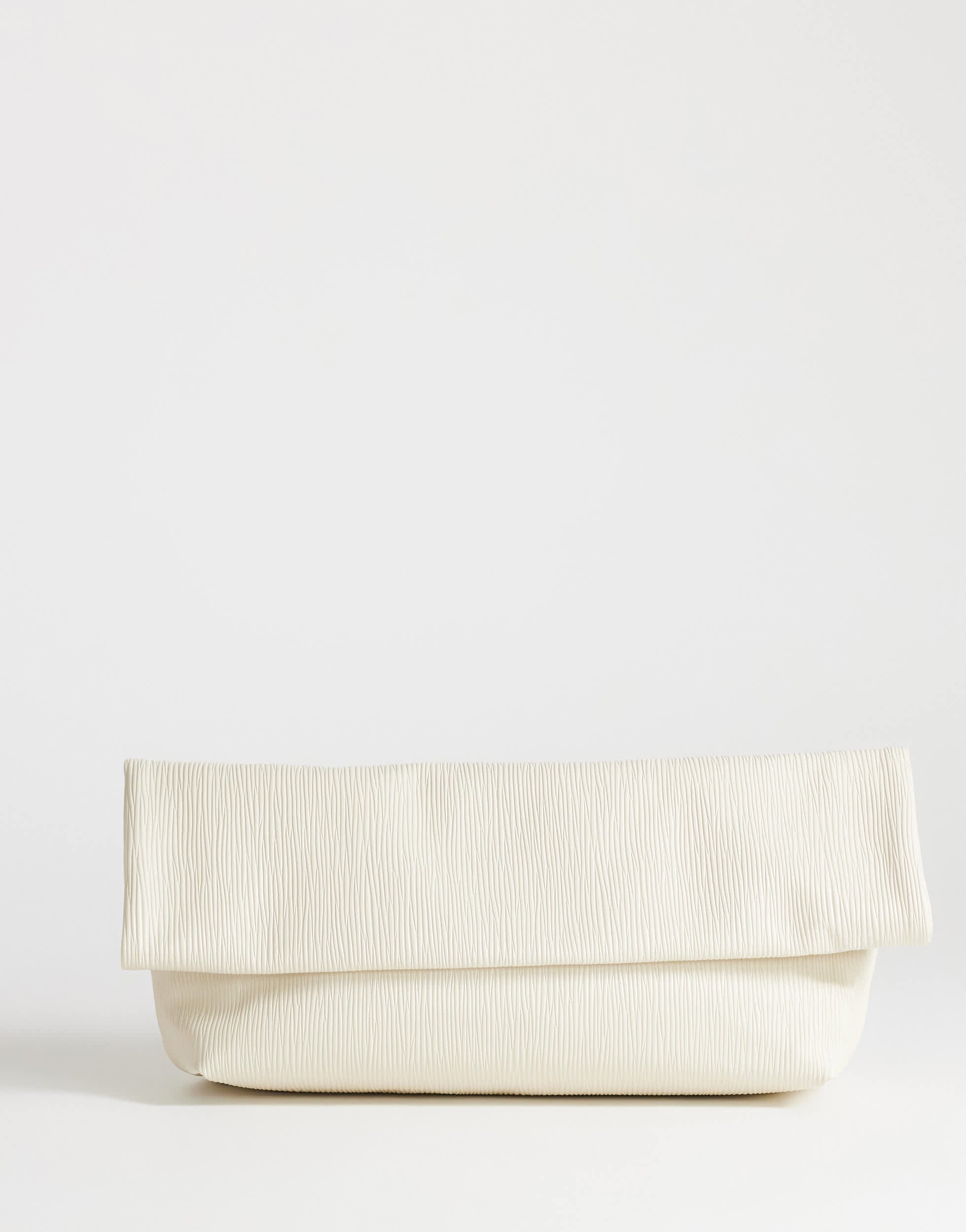 Topshop George oversized textured clutch bag in off white