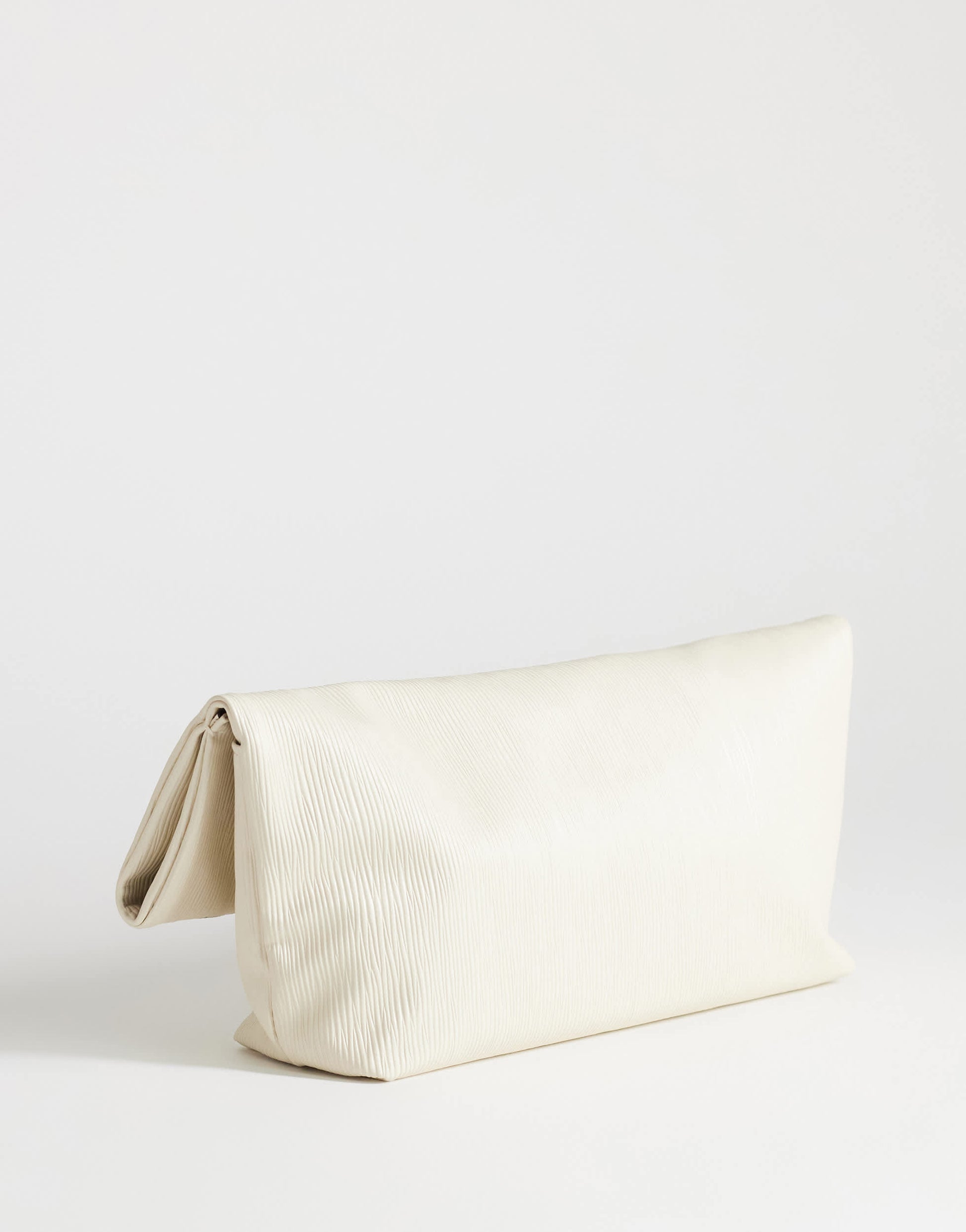 Topshop George oversized textured clutch bag in off white