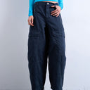 Topshop balloon cargo trouser with zip and pocket details in charcoal