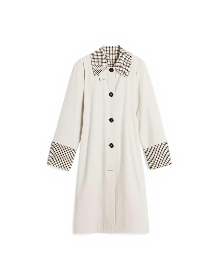 Topshop clean front trench with contrast check in neutral