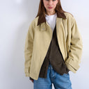Topshop washed zip front jacket with contrast cord collar in beige