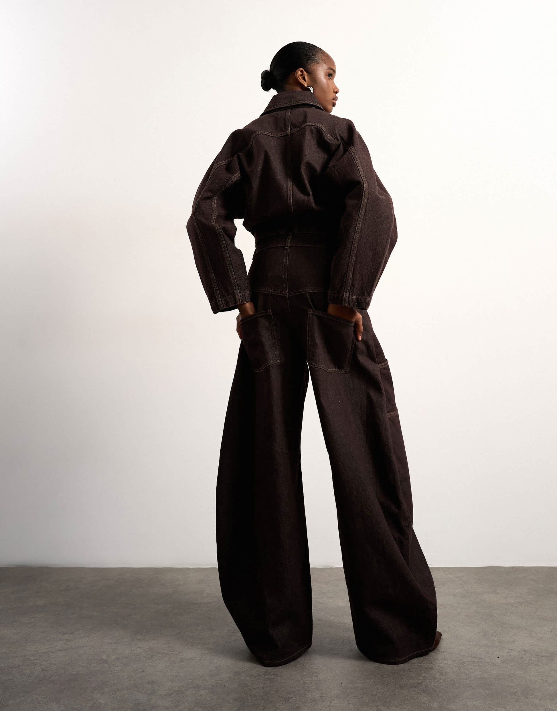 Tolu Coker x Topshop barrel high rise jean circular design in brown rinse