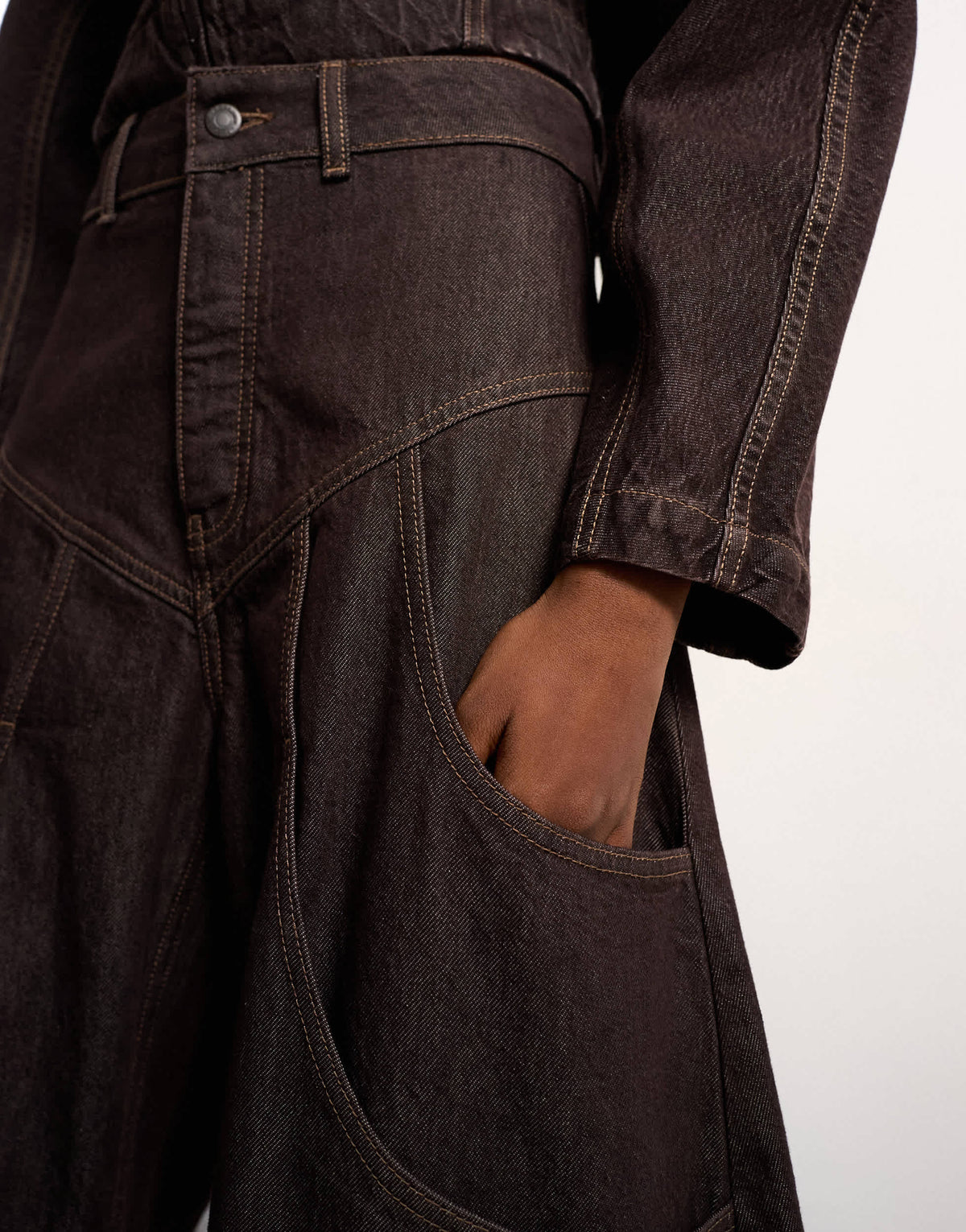 Tolu Coker x Topshop barrel high rise jean circular design in brown rinse
