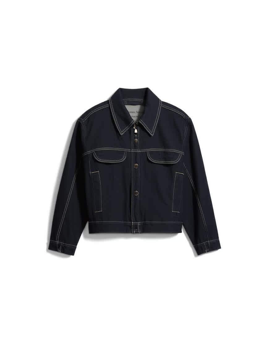 Tolu Coker x Topshop barrel denim jacket circular design in indigo blue