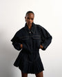 Tolu Coker x Topshop barrel denim jacket circular design in indigo blue