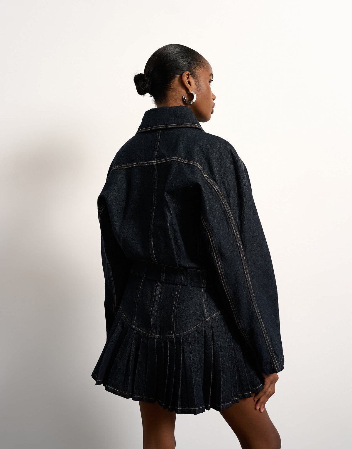 Tolu Coker x Topshop barrel denim jacket circular design in indigo blue