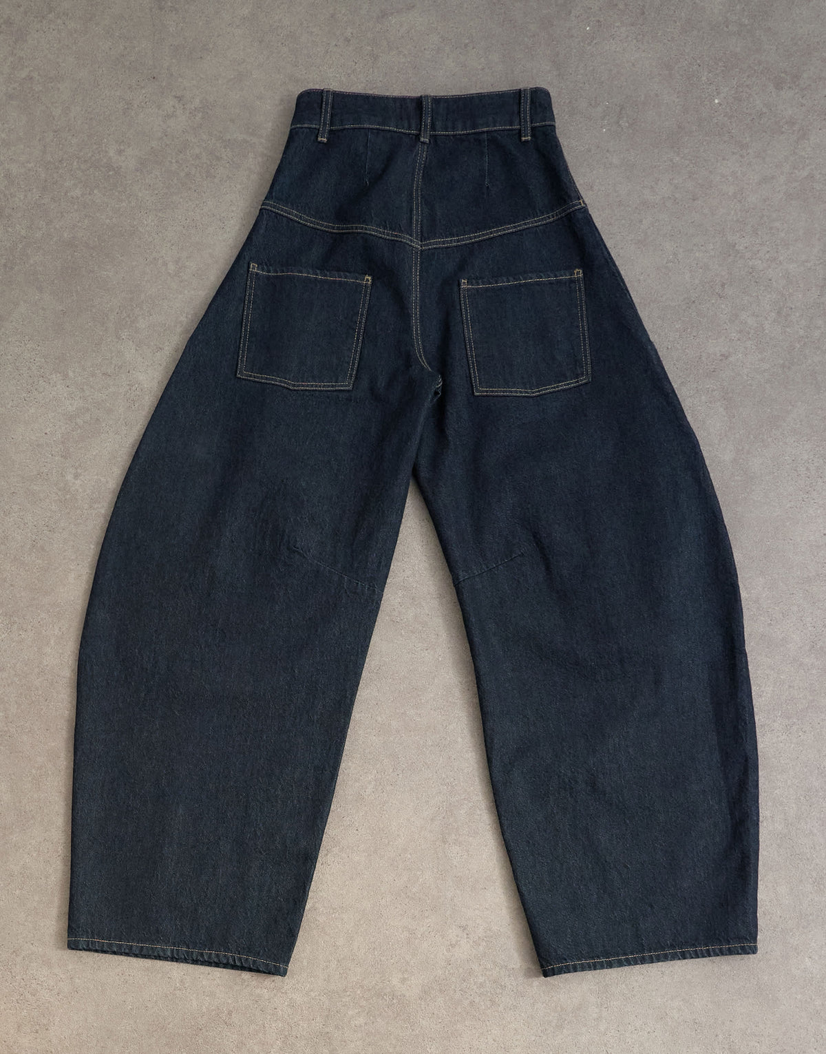 Tolu Coker x Topshop barrel high rise jean circular design in indigo rinse