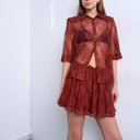 Ensemble jupe Topshop en dentelle rouille, taille élastiquée.