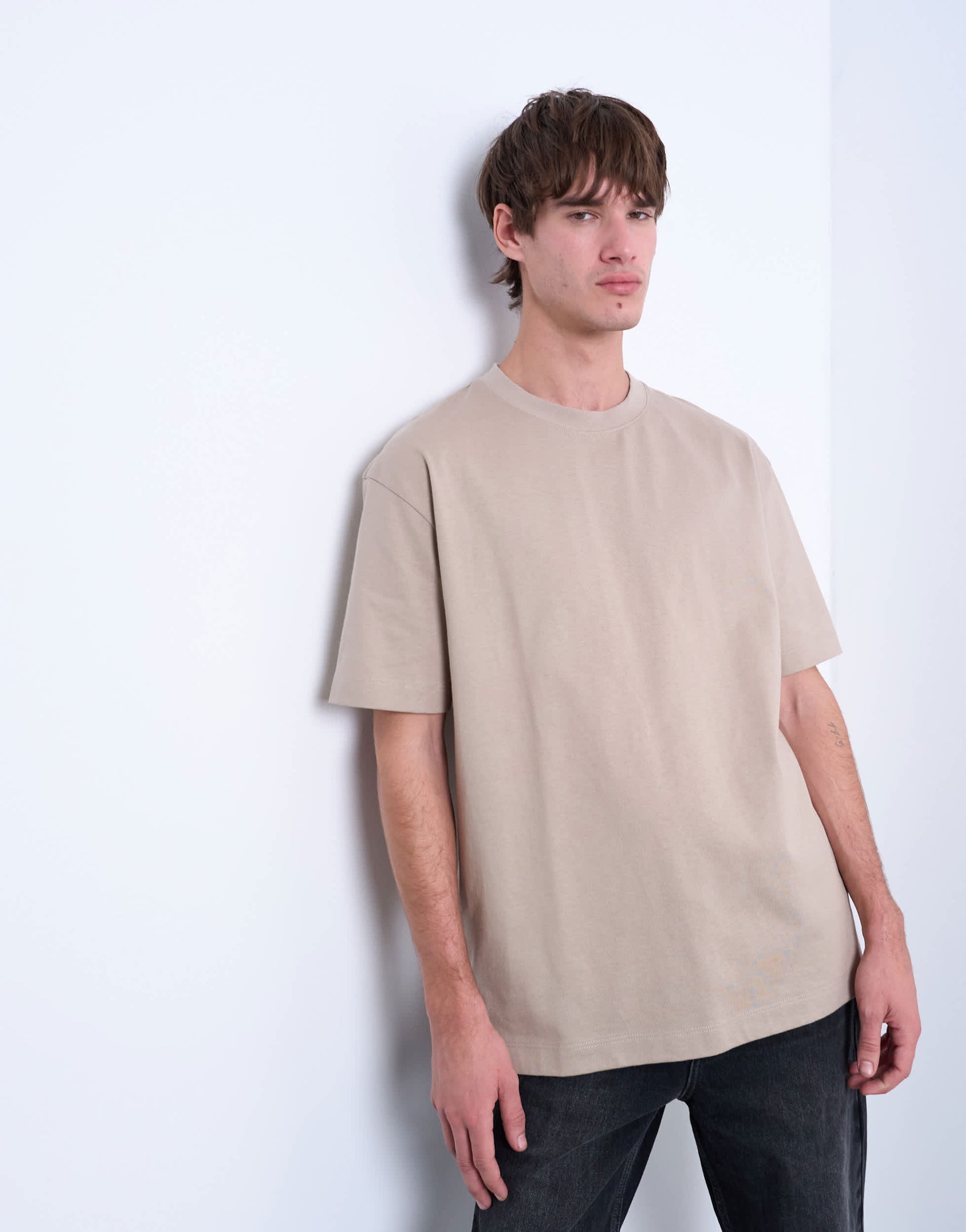 Topman relaxed fit t-shirt in beige 