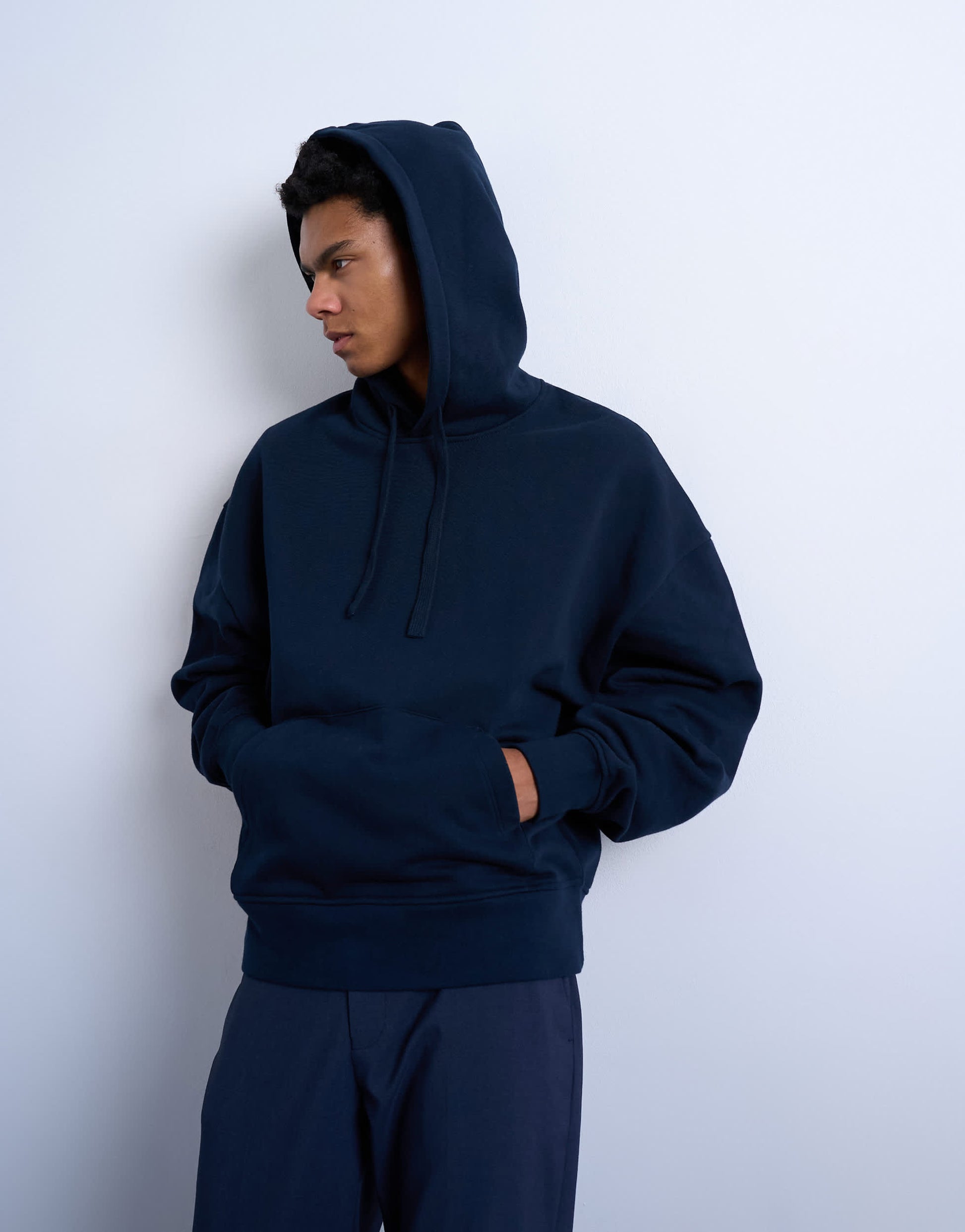 Topman heavyweight oversized hoodie in navy