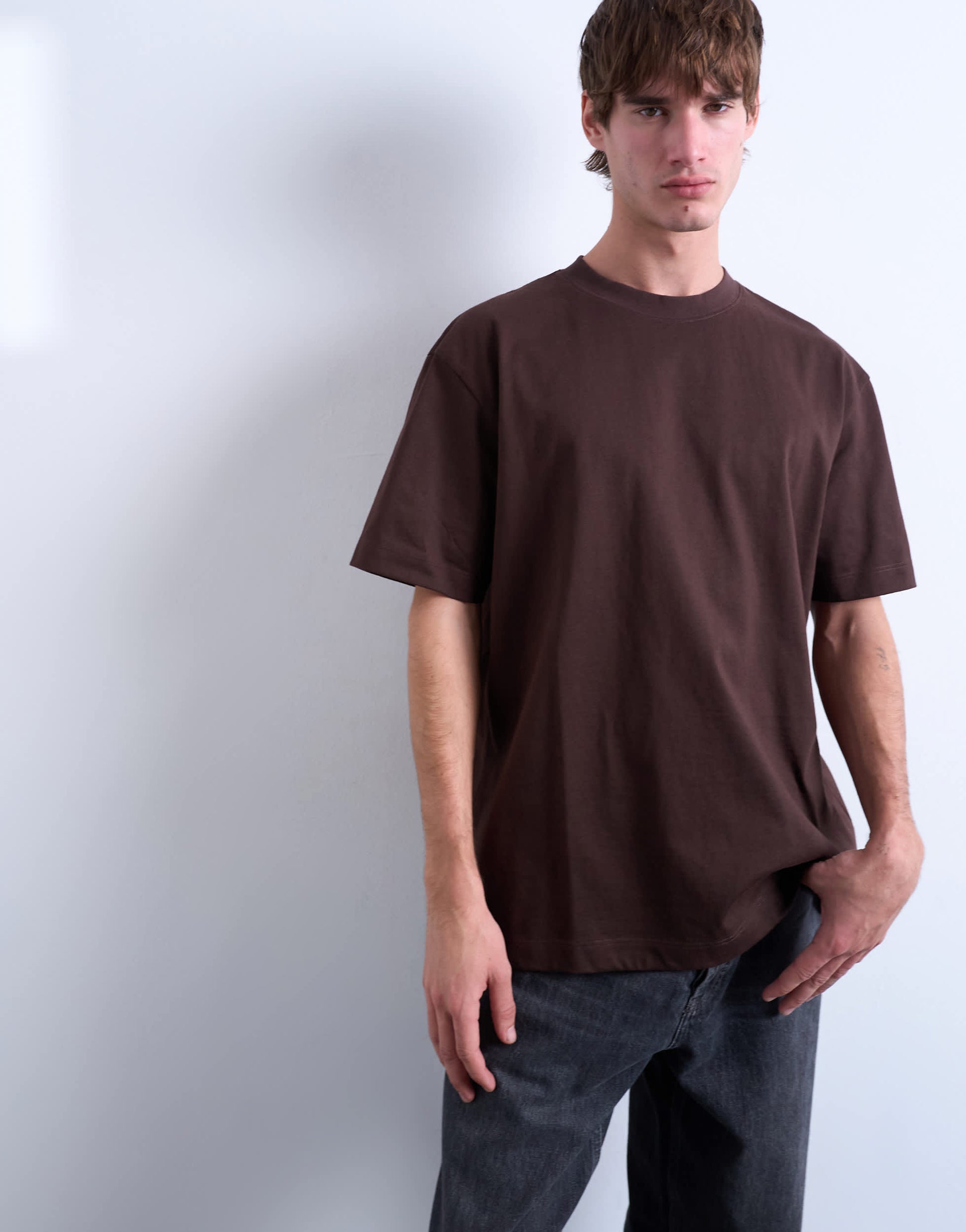 Topman relaxed fit t-shirt in chocolate 