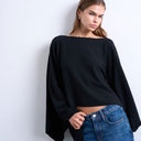 Topshop Strickponcho in Schwarz