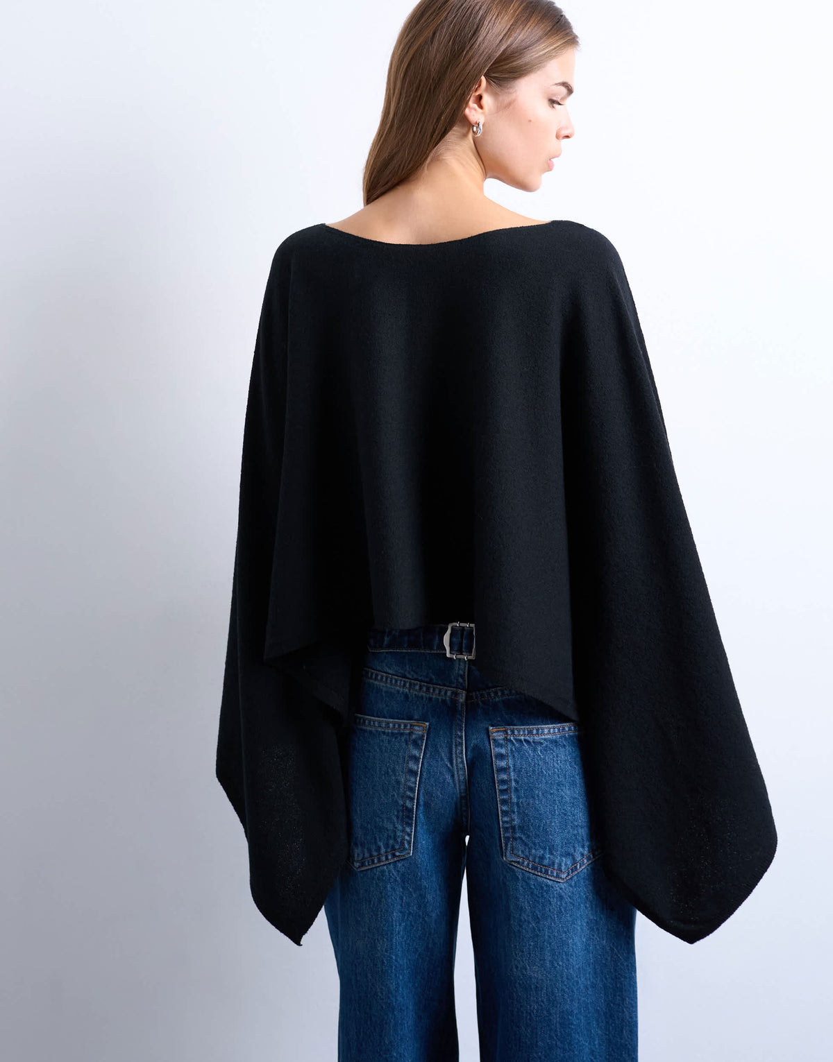 Topshop knitted poncho in black